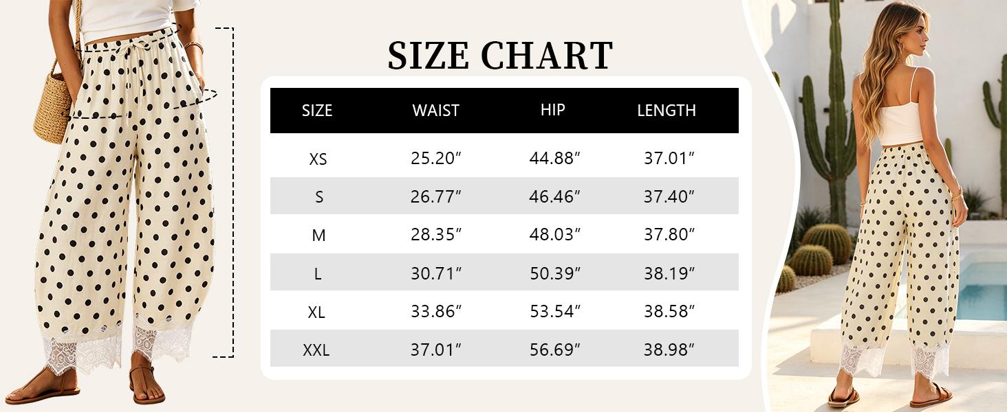 UANEO Womens Polka Dot Wide Leg Palazzo Pants High Waisted Summer Lace Trim Cropped Baggy Trousers with Pockets UANEO Womens Polka Dot Wide Leg Palazzo Pants High Waisted Summer Lace Trim Cropped Baggy Trousers with Pockets