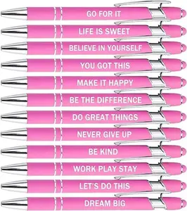 12 Pieces Funny Sarcastic Ballpoint Pens, Office Snarky Touch Screen Stylus Pen Encouraging, Black Ink (12 Color,Negative)