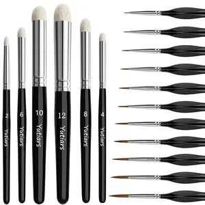 Fine Detail Drybrush Paint Brush Kit with Wood Handles, 3/6/10/17pcs Set for Citadel Dungeons & Dragons Miniatures, Ideal for Acrylic and Watercolor Painting