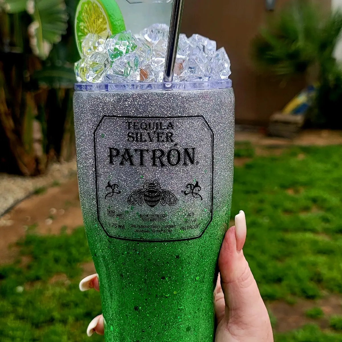 Patron Silver Glitter Ombre 30oz Tumbler