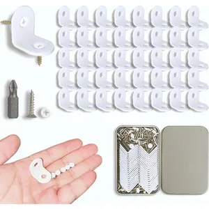 40 Pcs Small White L Brackets & 80 Pcs White Screws – 0.79x0.79 Inch Right Angle Corner Braces for Wood Furniture, Bed Frames, Cabinets, Drawers, and Chairs
