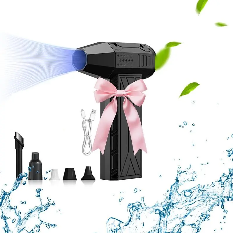 Portable mini jet dryer blower, gear turbine fan, powerful blowing, wireless brushless car air purifier, handheld, Rechargeable Blower, Cordless Air Blower, Powerful Blowers