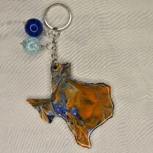 Random Pull- Blue, Silver, Orange, Handpainted Texas Keychain