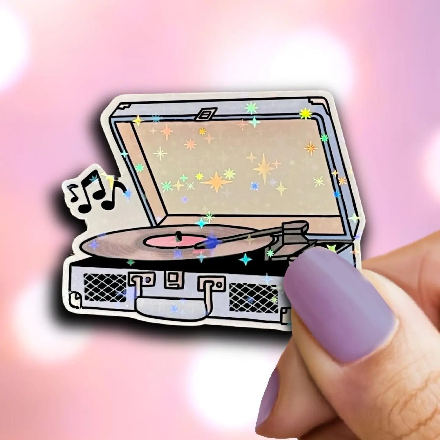 Holographic Record Player Sticker