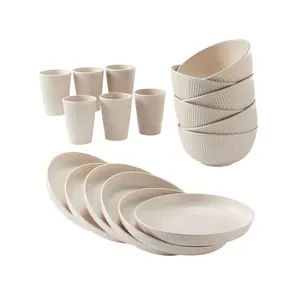 18pcs Dinnerware Sets Unbreakable Reusable Dinnerware Set Kitchen Cups Plates And Bowls Sets Dishwasher Microwave Safe Plates