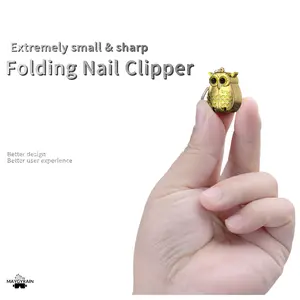 Foldable Mini Owl Nail Clippers with Keychain, Portable Stainless Steel Nail Trimmer, Nail Art Trim Fingernail Styling Tools, Car Key Wallet Clip Backpack Decoration,Gel  Manicure Gift Cuticle callus remover feet Nailcare Nailcare Compact Daily nail drill