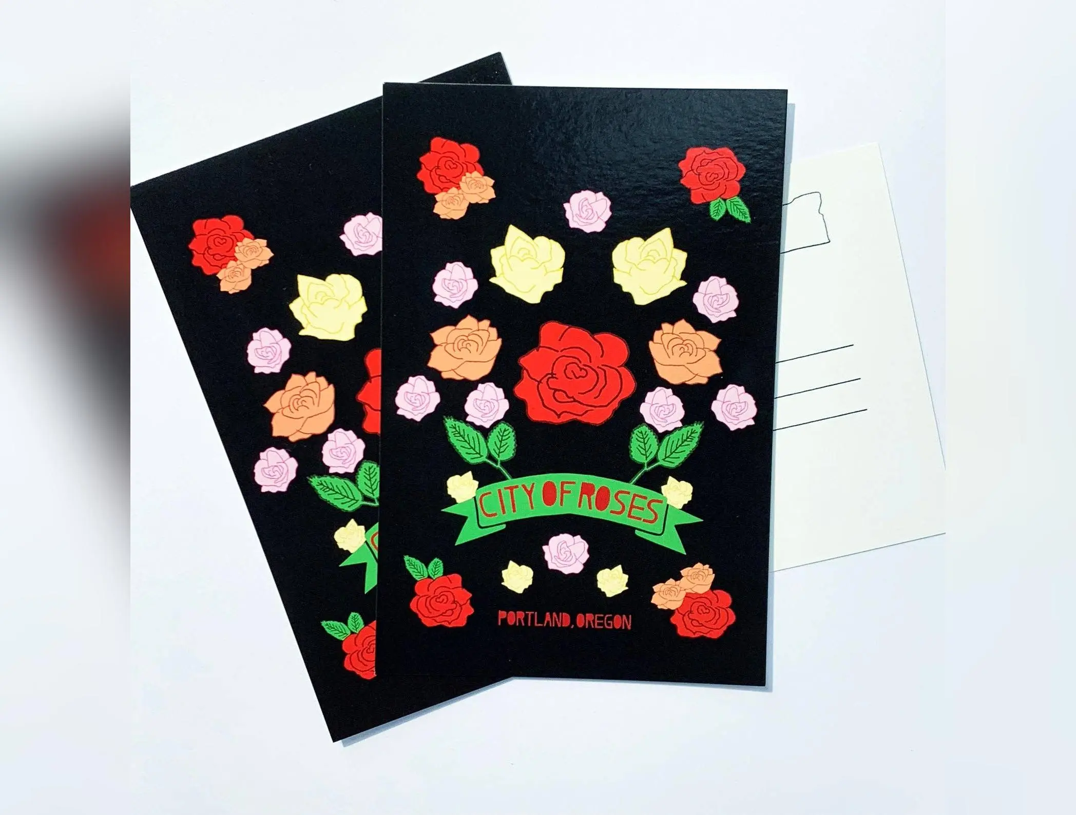 City of Roses Portland Oregon Postcard Souvenir