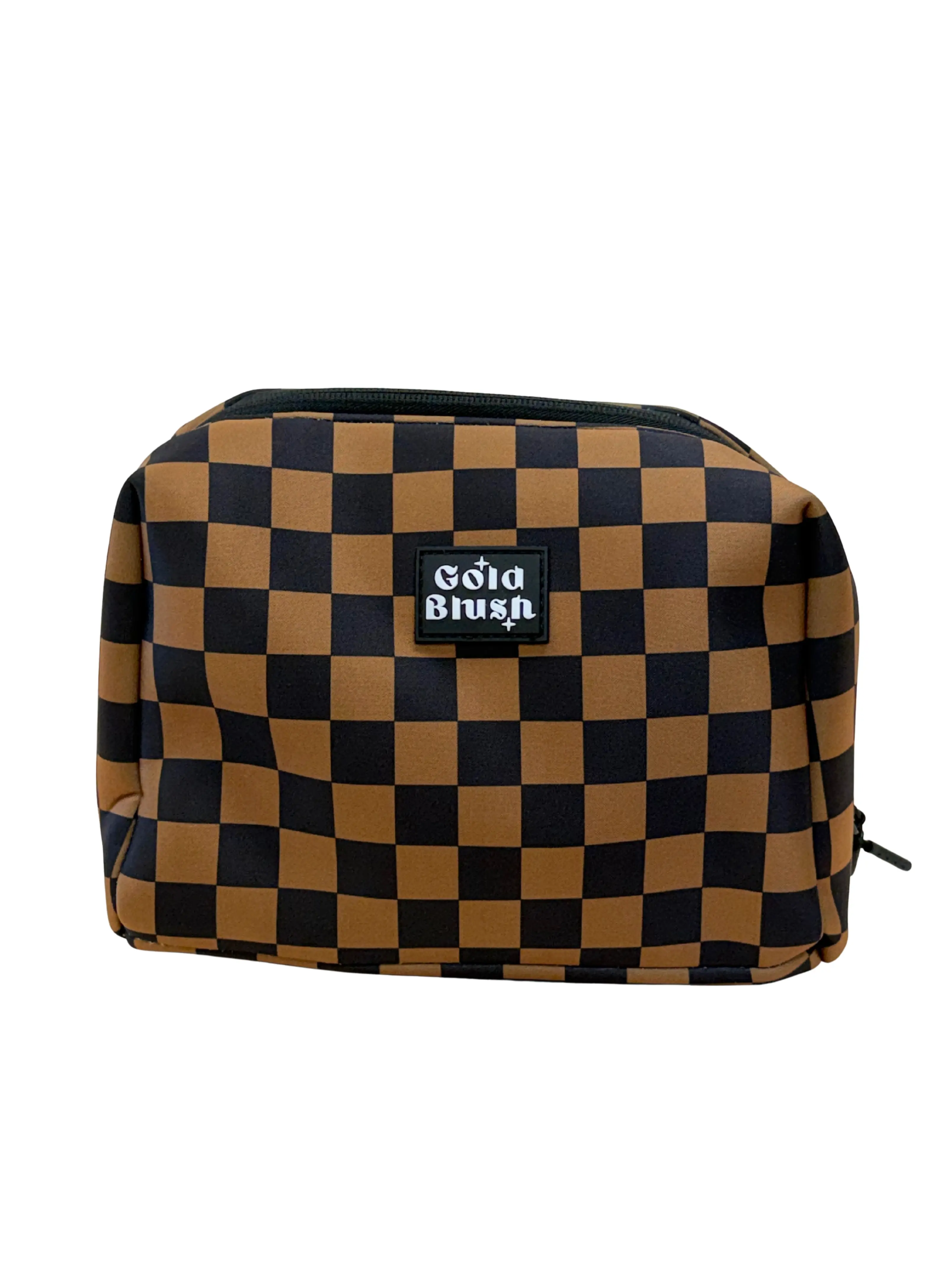 Espresso Checkered COSMETIC Bag