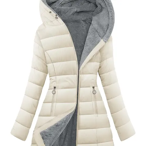 Women's Winter Windproof Fur Warm Slim Fit Down Jacket - Waterproof Long Ski Coat for Commuting Style Tops