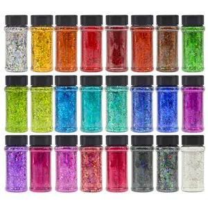 Electric Bliss Beauty Holographic Craft Glitter 2oz Shaker Bright Colorful Mix Chunky Body Face Glitter Bulk Cosmetic Grade for Rave Makeup Festivals Halloween Tumblers Resin Crafting Candle Making Body Nail Glitter