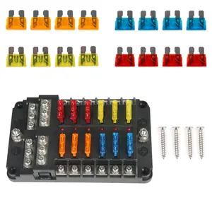 12 Way Blade Fuse Box Holder LED Indicator 12V 32V Automotive Fuse Block Waterproof Power Distribution Panel for Car Boat RV Truck Marine Electrical Wiring Protection