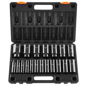 Impact Socket Set 1/2 Inches 19 Piece Impact Sockets, Deep Socket, 6-Point Sockets, Rugged Construction, Cr-V, 1/2 Inches Drive Socket Set Impact 3/8 inch - 1-1/2 inch, with a Storage Cage