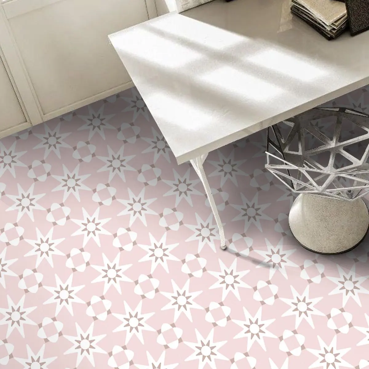 Geometric Pattern Floor Sticker, 60pcs/set Self Adhesive Peel and Stick Floor Sticker, Decorative Sticker for Home Living Room Bedroom Kitchen Bathroom, Adhesive Stickers, Decorative Decal