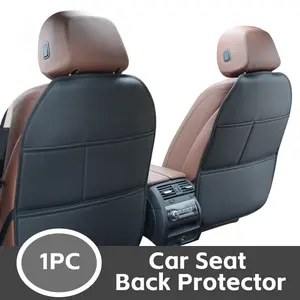 Universal Car Seat Back Protector Cover, PU Leather Sponge Cushion, Child Kick Guard Storage, Car Interior Decoration, Car Seat Protectors