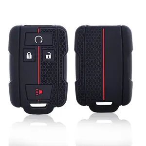 Silicone Car Key Cover Case Fob for Chevrolet Suburban Silverado GMC Terrain Yukon Tahoe Sierra Smart Auto Accessories Key Ring