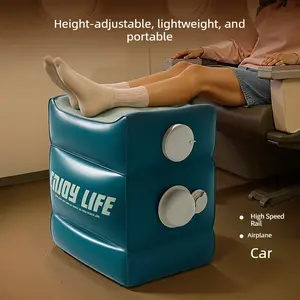 Portable inflatable foot mat pillow, adjustable height PVC travel footrest, suitable for airplanes, trains, cars, home, and office, ergonomically designed leg elevation pad, ideal for long flights, sleeping, relaxing, reducing swelling and fatigue
