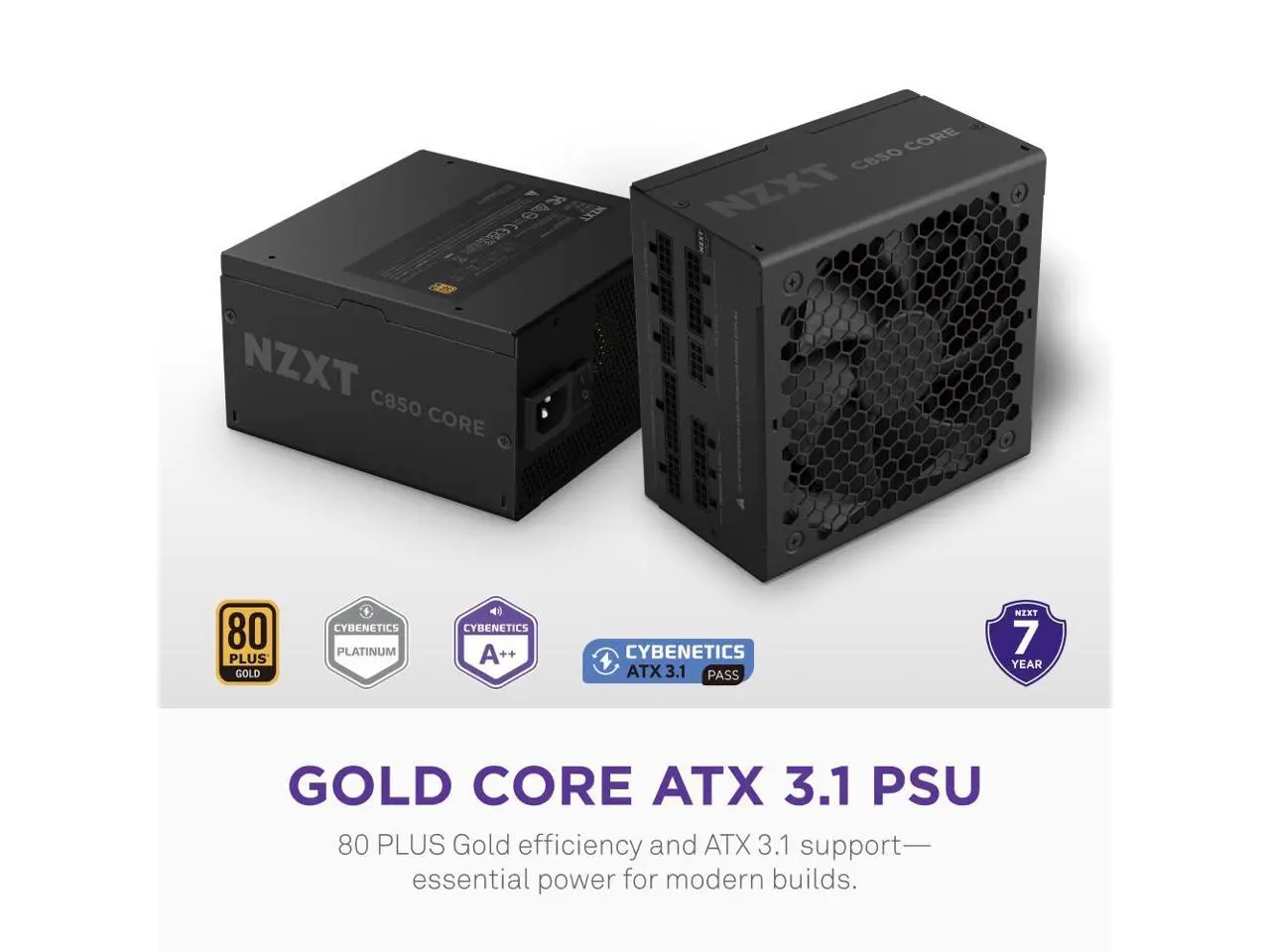 NZXT C850 Gold Core 80Plus Gold Fully-modular ATX 3.1 Power Supply, US Power Cord