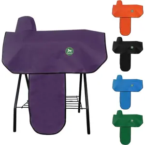 Waterproof Tear-Resistant Oxford Fabric Western Saddle Cover with 6 Elastic Straps for Most Full-Size Western Horse Saddles Purple