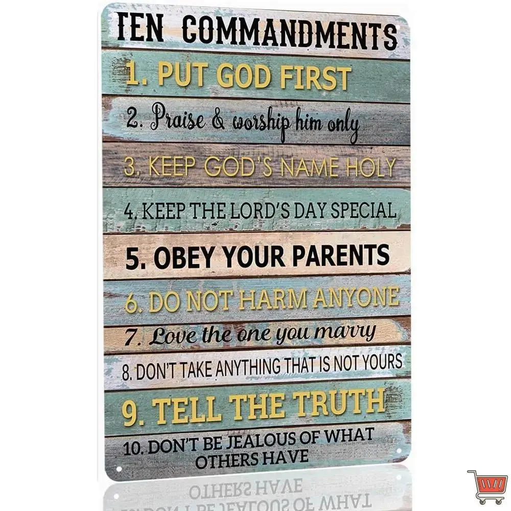 The Ten Commandments Metal Tin Sign 10 Commandments Wall Art Decor Ten Commandments Poster 8x12 Inch