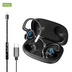 HTC NE81 3-in-1 Wireless Bluetooth Earbuds, In-Ear/Over-Ear/Wired Mode Freely Switchable, ANC Active Noise Cancelling, Multi-Point Connection, , Hi-Fi Sound Quality, Versatile Gaming Music Live Streaming Headphones
