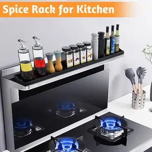 30-Inch Magnetic Stove Top Shelf - Heat-Resistant Silicone Over-the-Stove Spice Rack Organizer with 3 Functional Partitions, Easy Installation for Kitchen Spices, Oils, Gadgets, Cabinet Organization