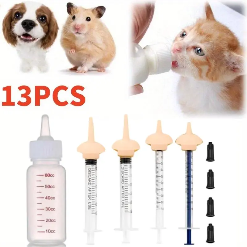 Kitten Bottle Feeding Kit - Mini Pet Nursing Hand Tool with Syringes, Nipples for Newborn Kittens, Small Animals - Wildlife Rehab Essential Accessories