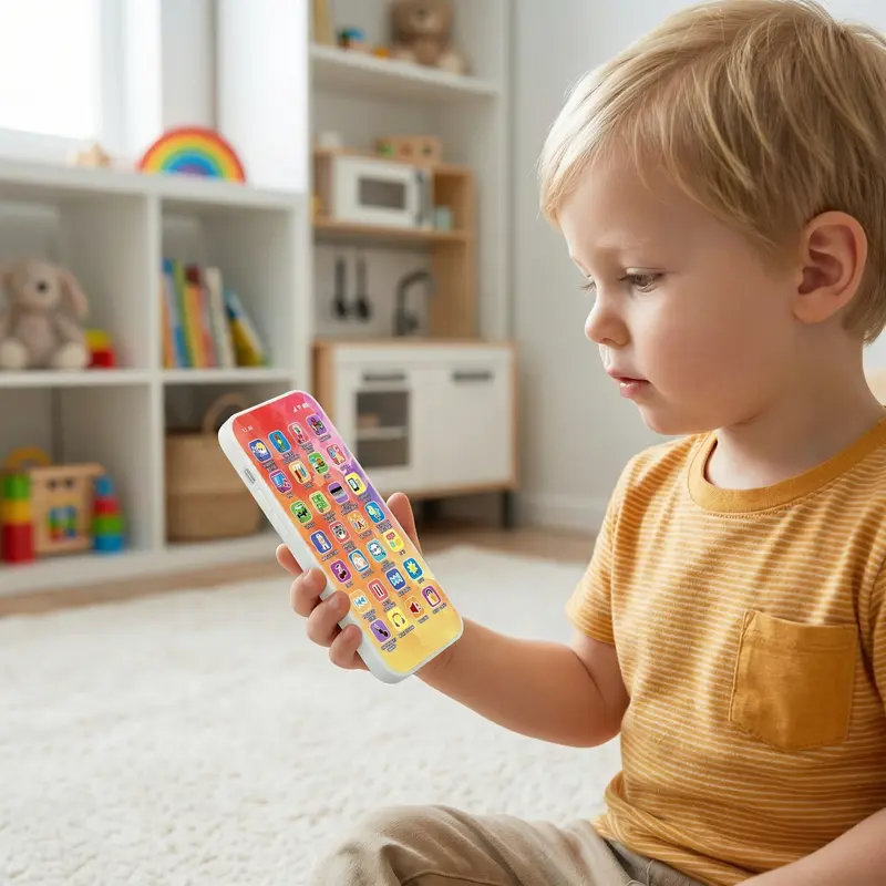 Leleyu Montessori Talking Toy Smart Phone for 1-6 Years Old Kids - Parents-Approved Screen-Free Educational Toy with 28 Interactive Keys, Children Development Content, Music & Stories, Pretend Calls