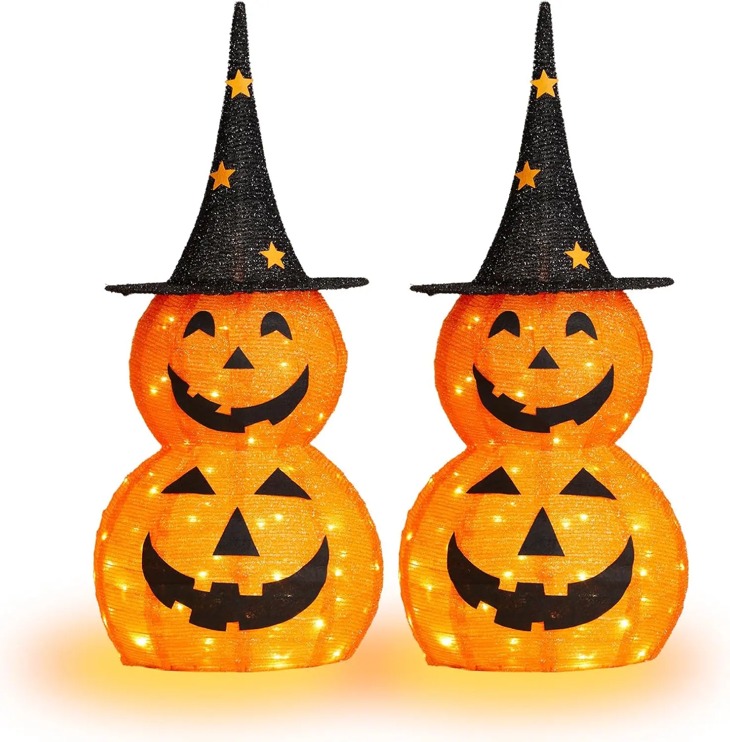Ubesgoo 3FT Cute Collapsible Lighted Halloween Decorations Outdoor, Pop Up Halloween Pumpkin Decorations,2 Packs Light Up Pumpkin with Pre-lit 150 LEDs, for Porch Yard Lawn Patio(2PCS)