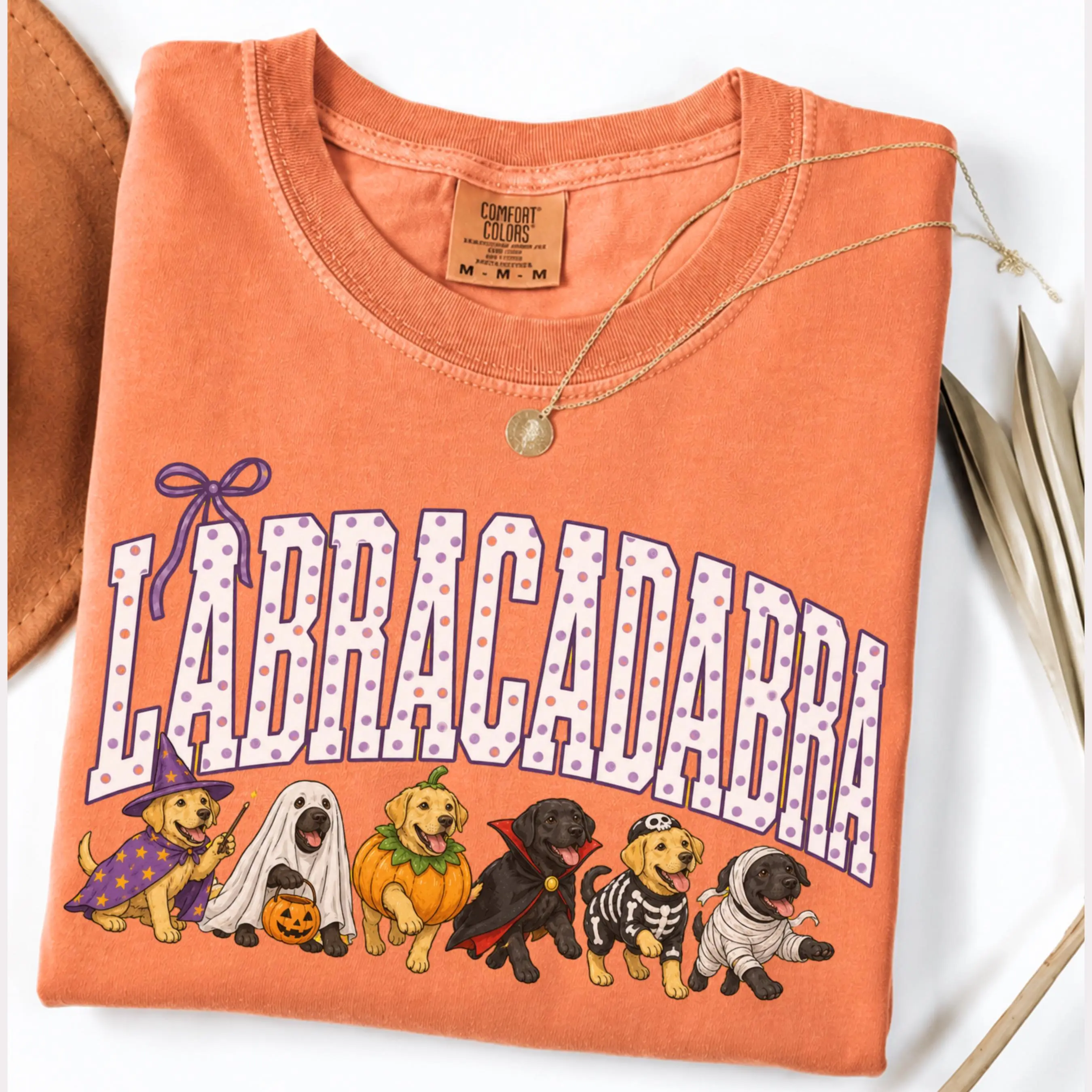 Cute Labrador Halloween T-Shirt, Spooky Season Dog Graphic Short Sleeve Tee
