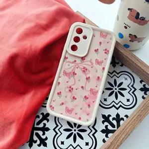 Phone Case - Personalized Pink Flower Bow High Bamboo Anti-Fall Shock-Absorbing Protective Phone Case for Samsung S26,S26PLUS,S26ULTRA,S25,S25PLUS,S25ULTRA,S24,S24FE,S24PLUS,S24ULTRA,A54,A53,A52,A36,A35,A34,A33,A17,A16,A15,NOTE20,NOTE20ULTRA,S23,S23PLUS,S
