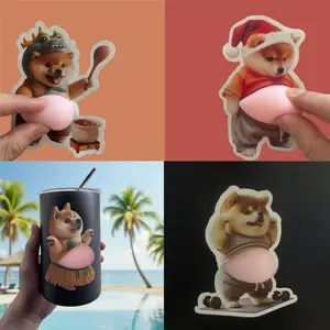 4pcs/set Shiba Inu Stickers, Phone Case Stickers, Wall Stickers, Concealer Stickers, Squeeze Toy Stickers, Fun and Creative Decorations