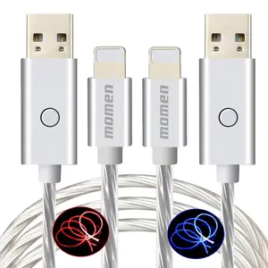 FUNLAB iPhone Charger Lighting Cables, 10ft Light Up Charging Cord with Switch Button for iPhone 14/13/12/11/X/8/7/6, iPad pro & More,LED Lighted USB Car Cable 2 Packs(Blue+Red)