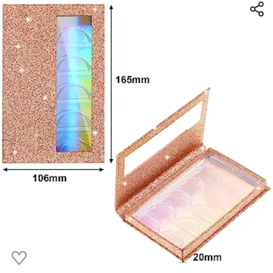 5 Pairs False Eyelash Storage Book Box Empty Glitter False Eyelash Storage Case Lash Storage Container