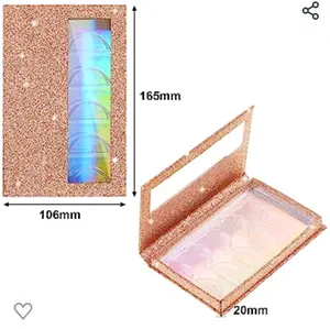 5 Pairs False Eyelash Storage Book Box Empty Glitter False Eyelash Storage Case Lash Storage Container