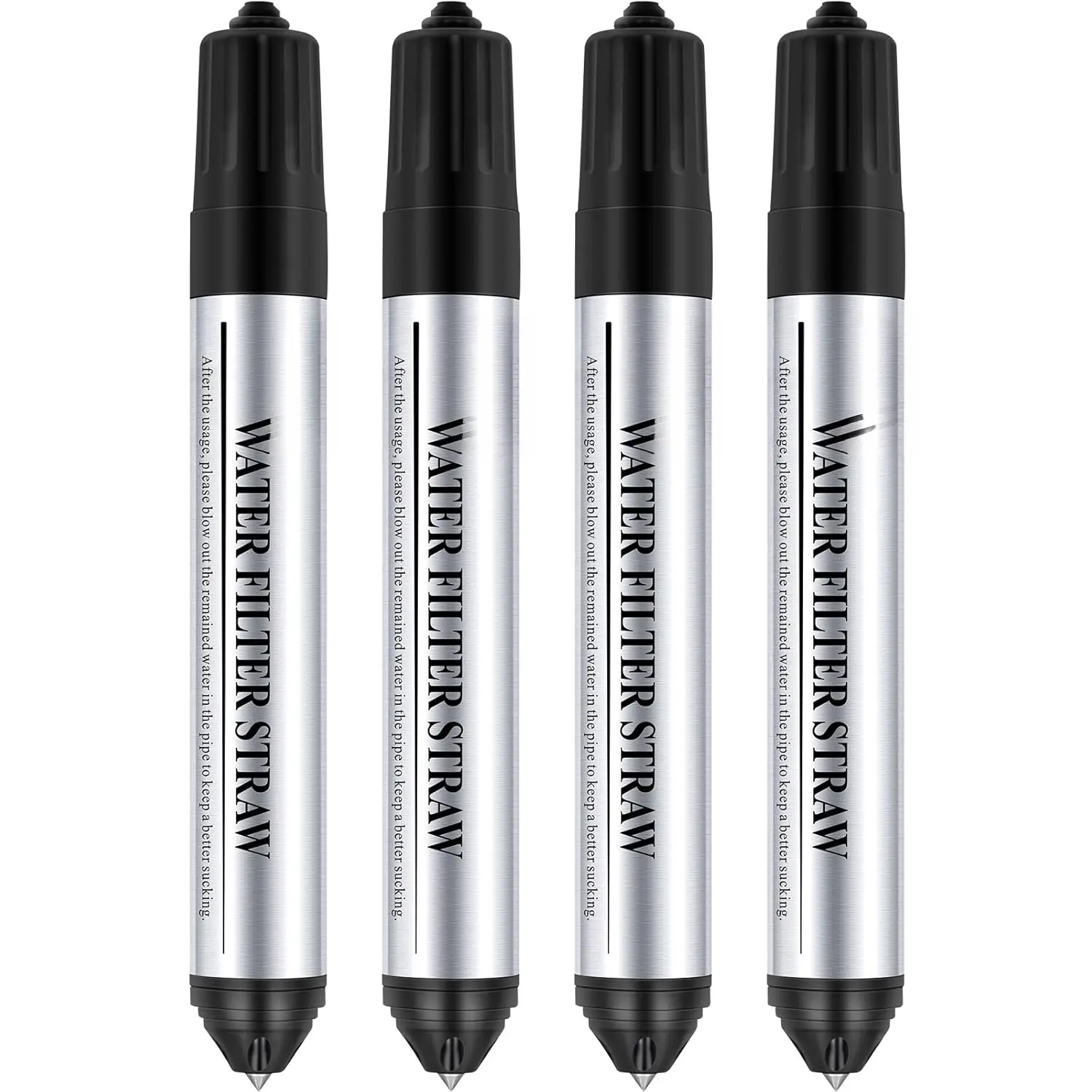 4 Pack  Mini Water Filter Straws,Water Purifier  for Emergency Preparedness,Break Glass,Travel,Camping, Hiking,Fishing, (4)