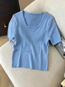 Slim Fit Short Sleeve Knit Top, Lightweight Shoulder-Aligning Pullover, Perfect Layering Piece, Comfortable & Stylish Innerwear