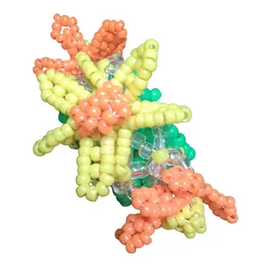 4 Beaded Flowers on Kandi Cuff -Handmade Friendship Bracelets