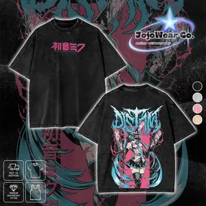 Miku x Chainsaw Man Fun Collab Graphic T-shirt Hoodie Crewneck Sweatshirt Tank Top Oversized Streetwear 100% Premium Cotton Fabric Tee Unisex Double Printed Washed Top Gift For 90s Anime Manga Evangelion Fans Menswear Apparel