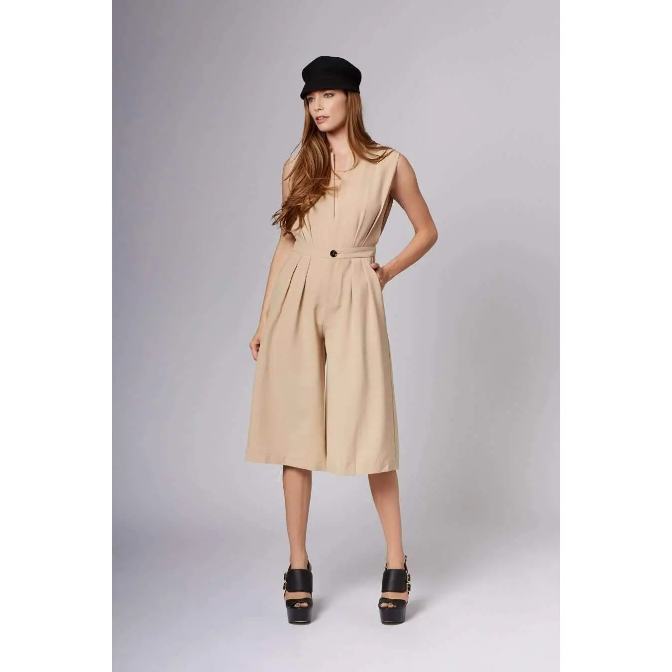 Simone Taupe Midi Jumpsuit