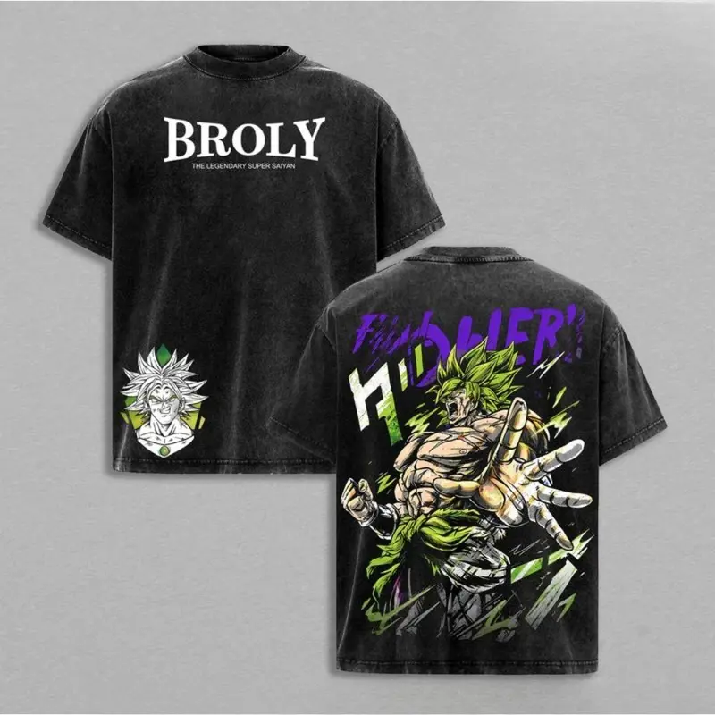 Broly The Legendary T-Shirt Anime Vintage Washed Graphic Tee DBZ Streetwear Heavy Cotton Shirt for Anime Fans Men Women Gym Pump Cover，Anime fans, Dragon Ball anime merchandise
