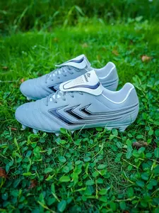 Men's Striped Pattern Lace Up Football Boots, Breathable & Non-slip Football Shoes, Professional TPU Outsole & PU Upper Soccer Shoes for Outdoor Training