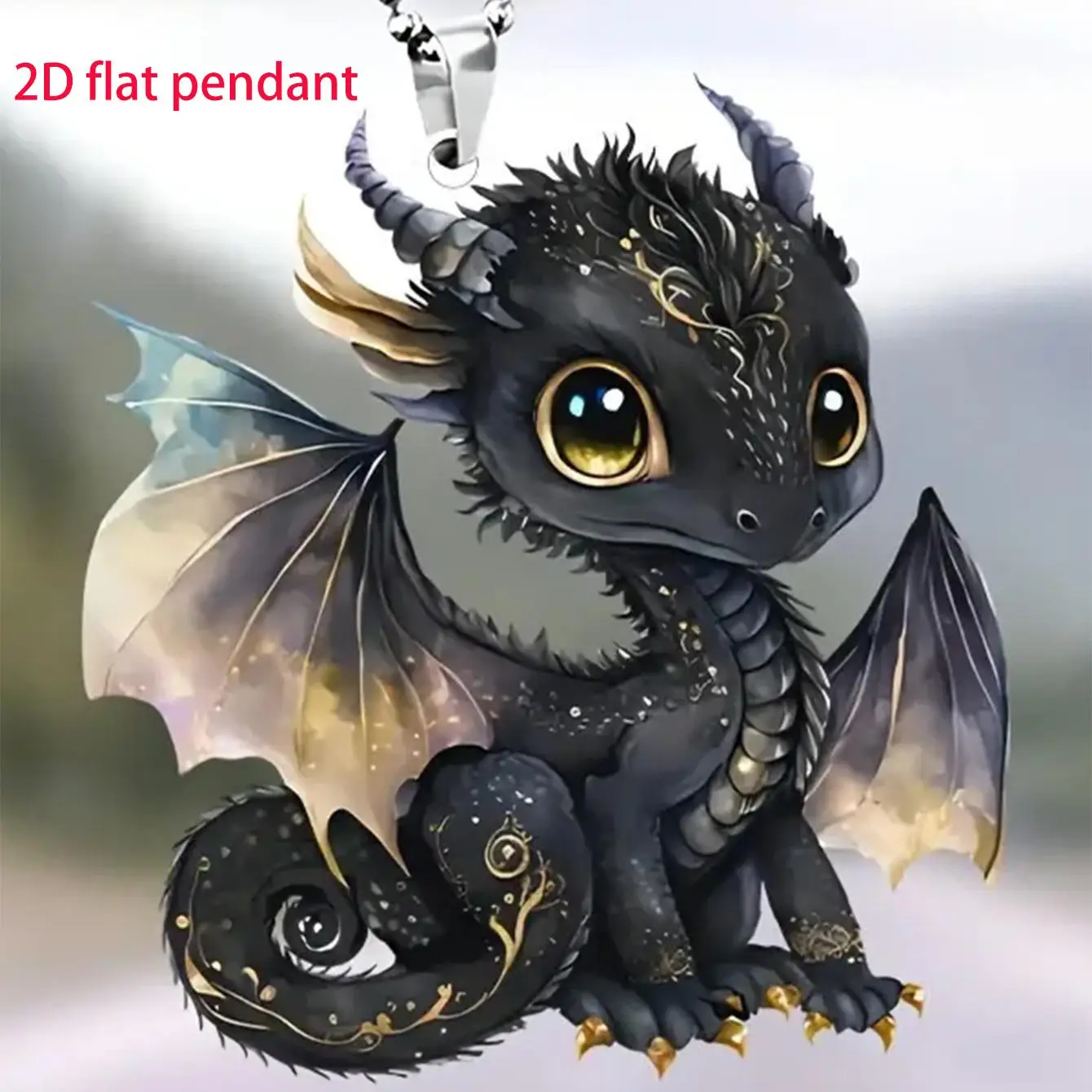 Car Rearview Mirror Pendant, Wing Dragon Design Hanging Ornament, Car Interior Decoration Accessories with Chain