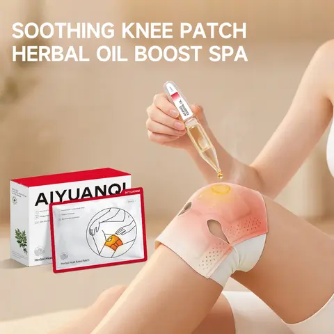 AIYUANQI Heatable Herbal Knee Care Patches - 4 Pieces Mugwort & Ginger Botanicals Hot Compress, External Use, Flexible Fit for Knees, Adult Relief, Daily Warmth, 24 Months Shelf Life, Natural Healthcare Essential