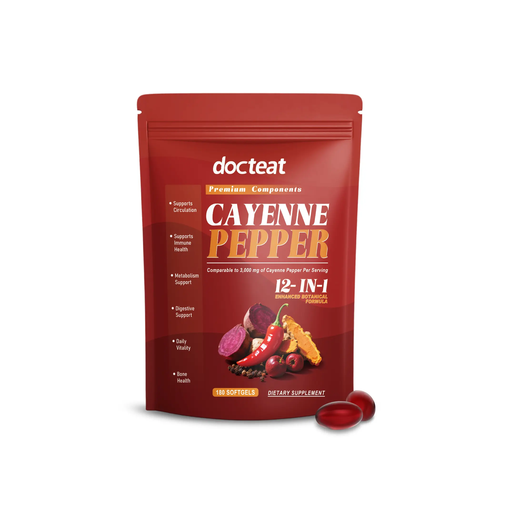 Cayenne Pepper Softgels Supplement-Heart Health, Blood Pressure & Circulation Support with Hawthorn, Berberine, GrapeSeed, Beet Root & Turmeric