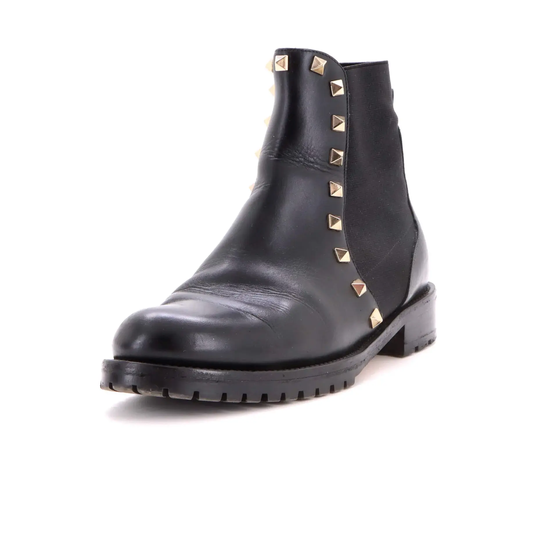 Pre-owned Valentino Garavani Women's Rockstud Beatle Chelsea Boots Leather by Rebag