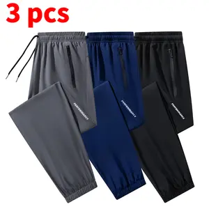 Men's Lightweight Jogger Pants, 95% Polyester 5% Spandex, Elastic Waist with Zipper Pockets, Breathable Quick-Dry Casual Bottoms, Available in XS-XXL Sizes