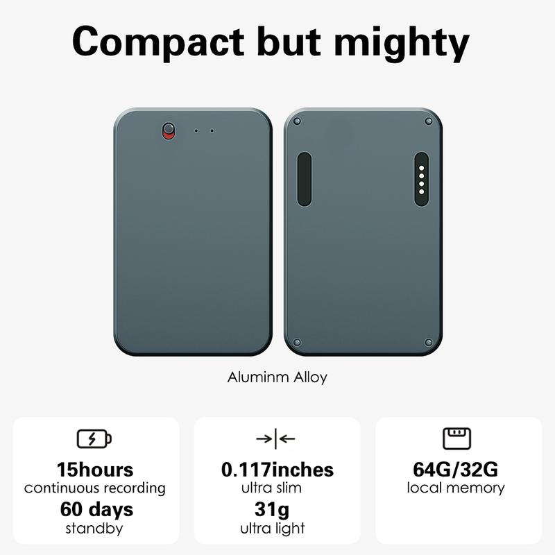 NoteAI Voice Recorder - voice notes, 112-Language Real-Time Transcription & Translation, Tri-Mode Noise Cancellation, 15H Battery, 64GB/32GB, AI Summary for Meetings & Interviews Recording Durable Audio Magnetic mini speaker