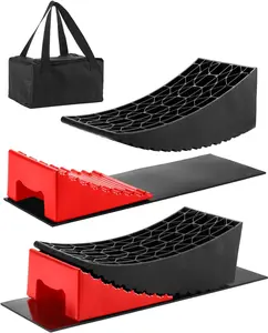 Camper Levelers 2 Pack - RV Leveling Blocks Ramp Kit Support Dual Axles Tandem Wheel Up to 35,000lbs RV Levelers with 2 Levelers 2 Chocks 2 Anti-Slip Mats and Carrying Bag Black