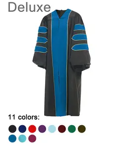 Deluxe Doctoral Graduation Gown / PhD Gown / Doctoral Regalia for Professor or Faculty with Gold Piping