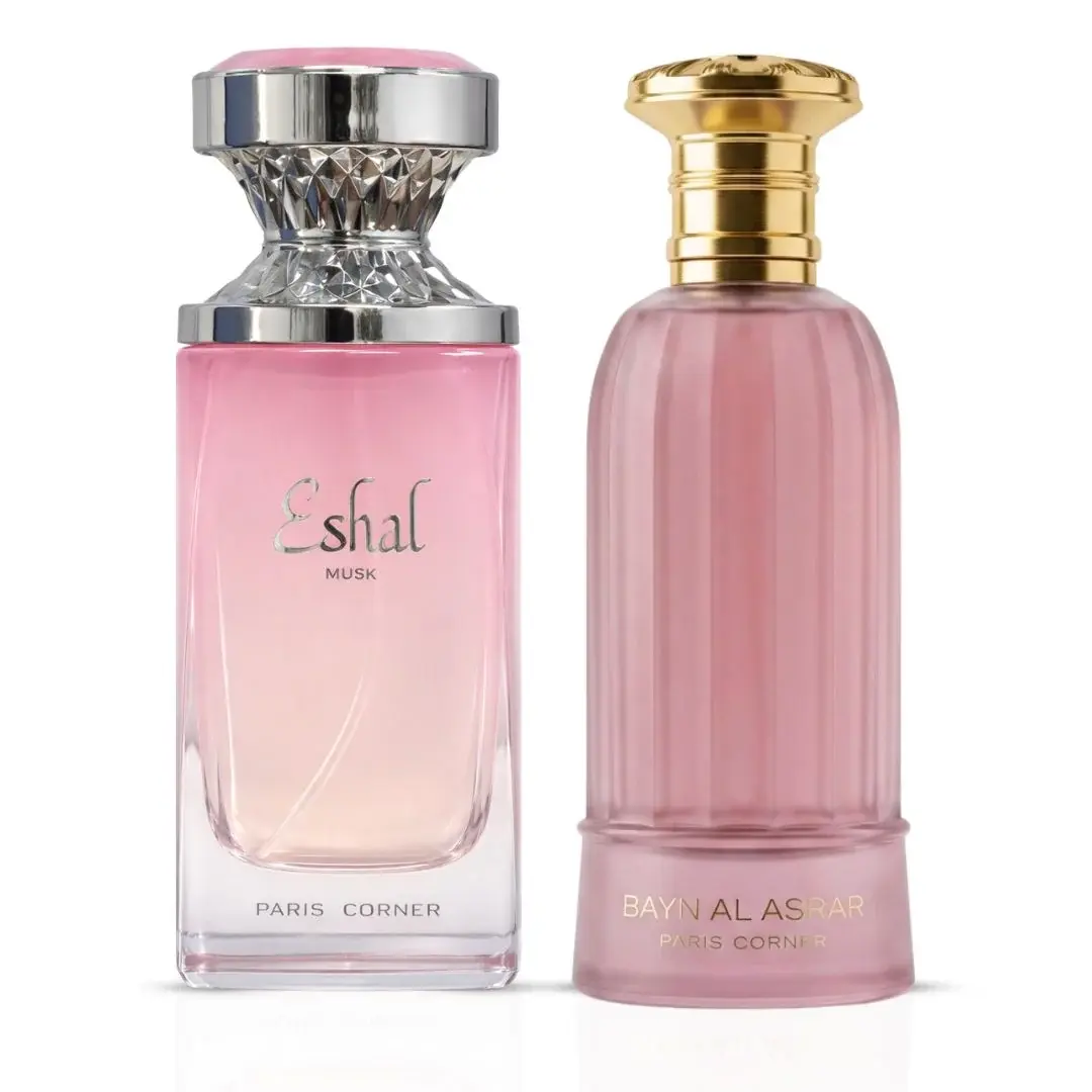 Eshal Musk 100ml (3.4 oz) & Bayn Al Asrar 80ml (2.7 oz) Eau de Parfum Sprays by Paris Corner (Bundle)